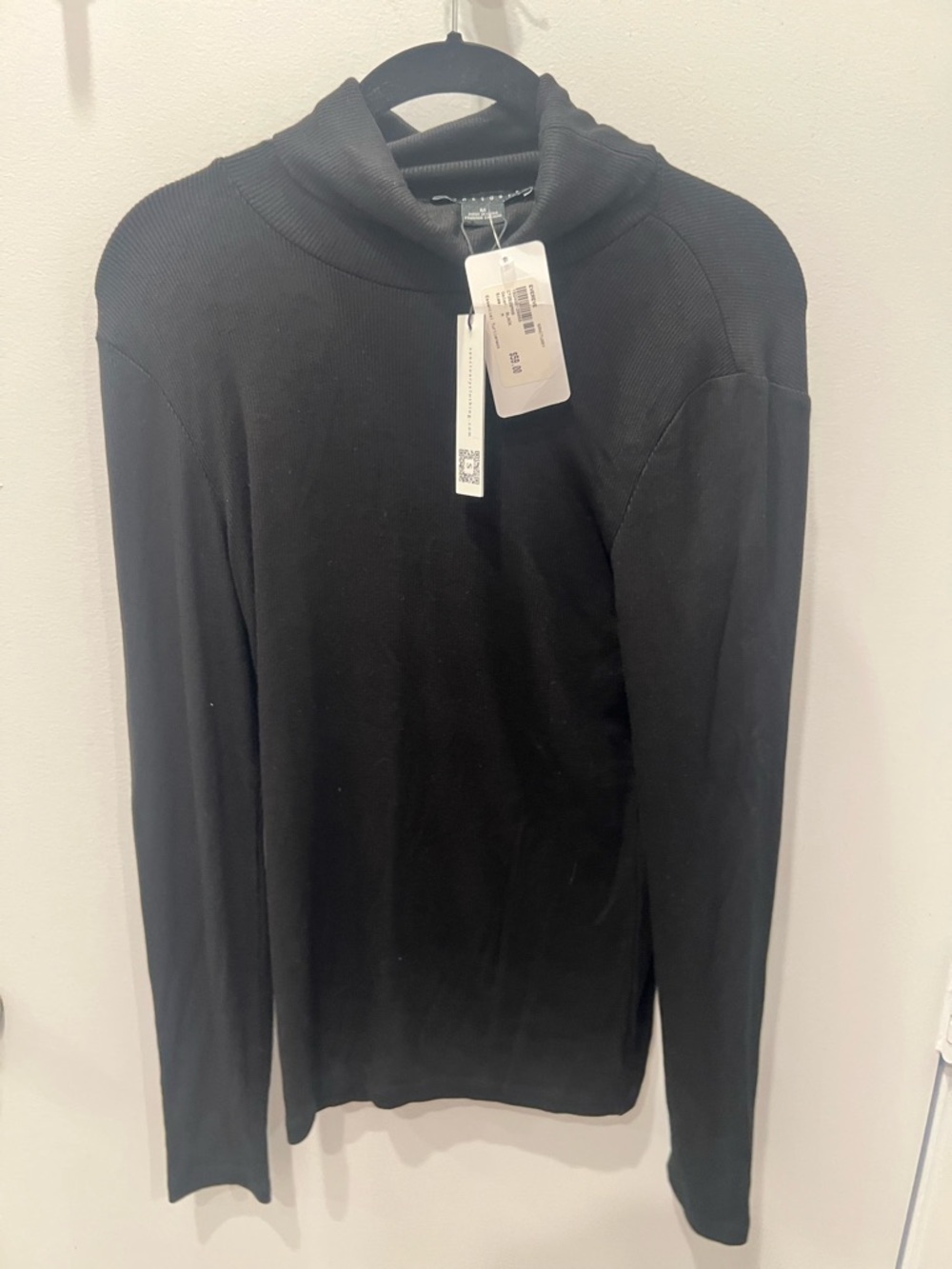 Sanctuary Black Ribbed Funnel Neck Long Sleeve Top